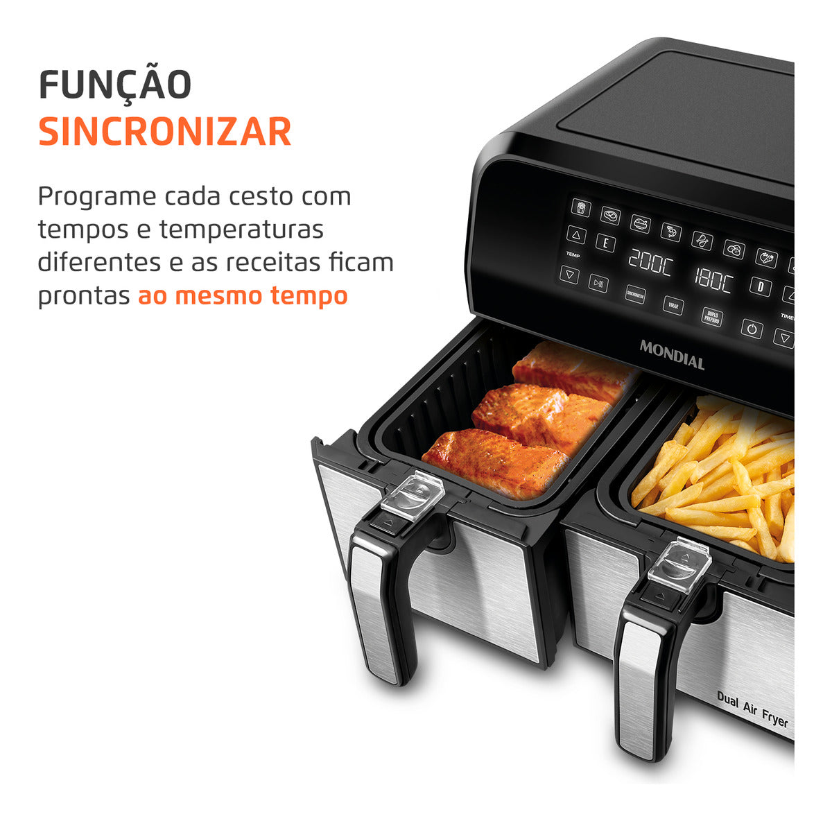 Fritadeira Dual Duplo Cesto 8L Preto/Inox 2000W AFD-01-BI