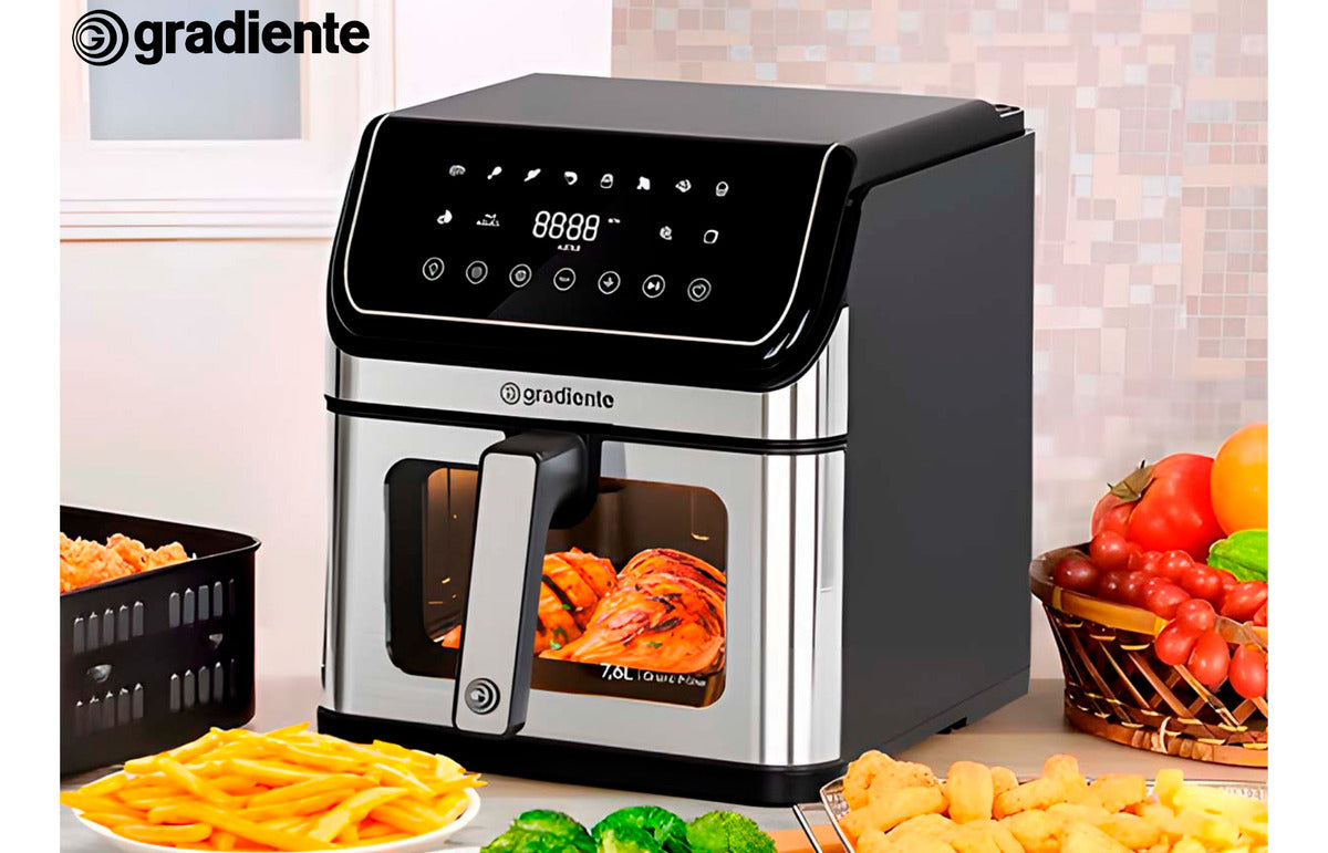 Fritadeira Eletrica Sem Óleo Airfryer 7,6 Litros Grand Prime Gradiente Cesto Removível Inox Com Timer 127V