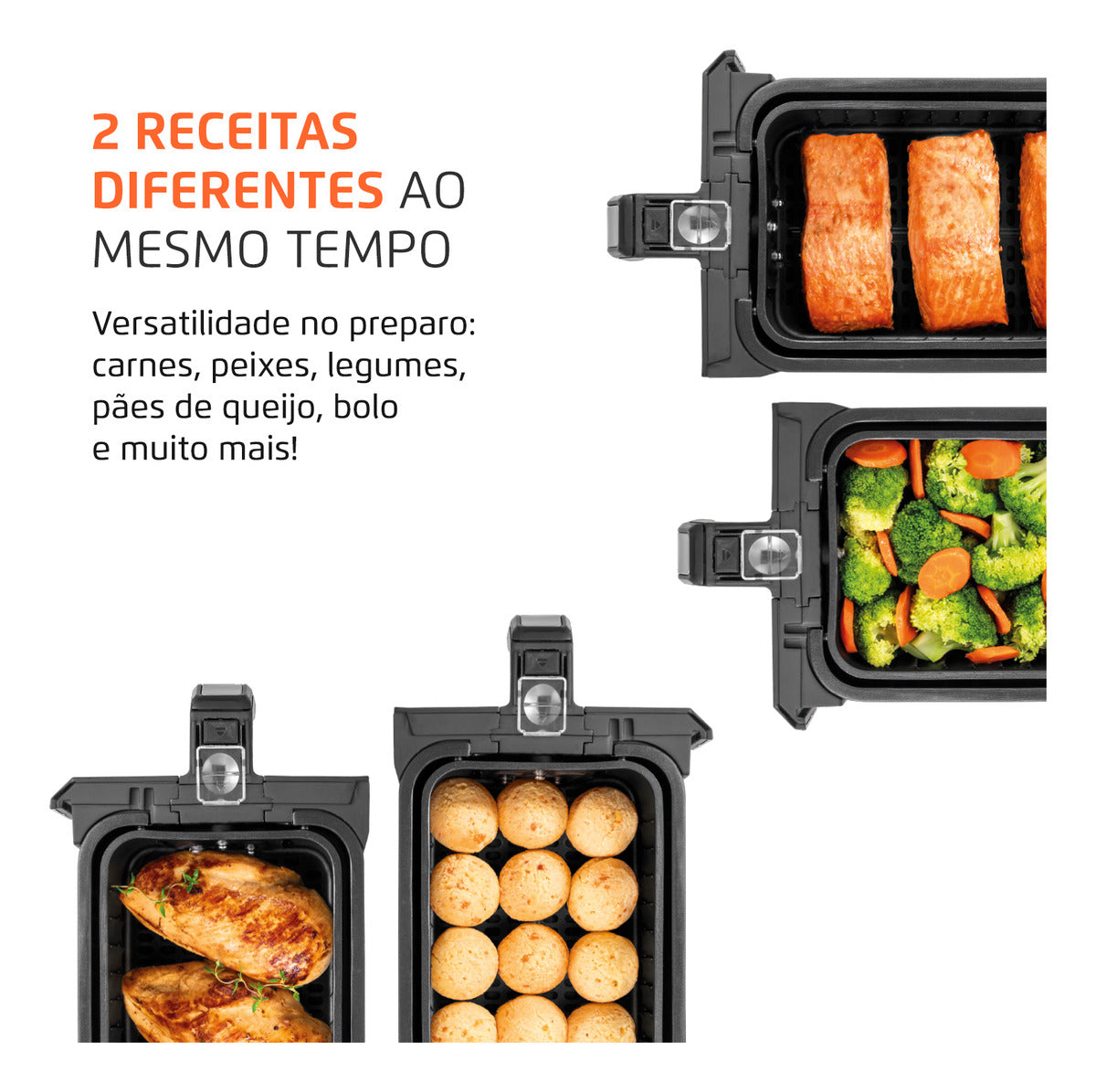 Fritadeira Dual Duplo Cesto 8L Preto/Inox 2000W AFD-01-BI