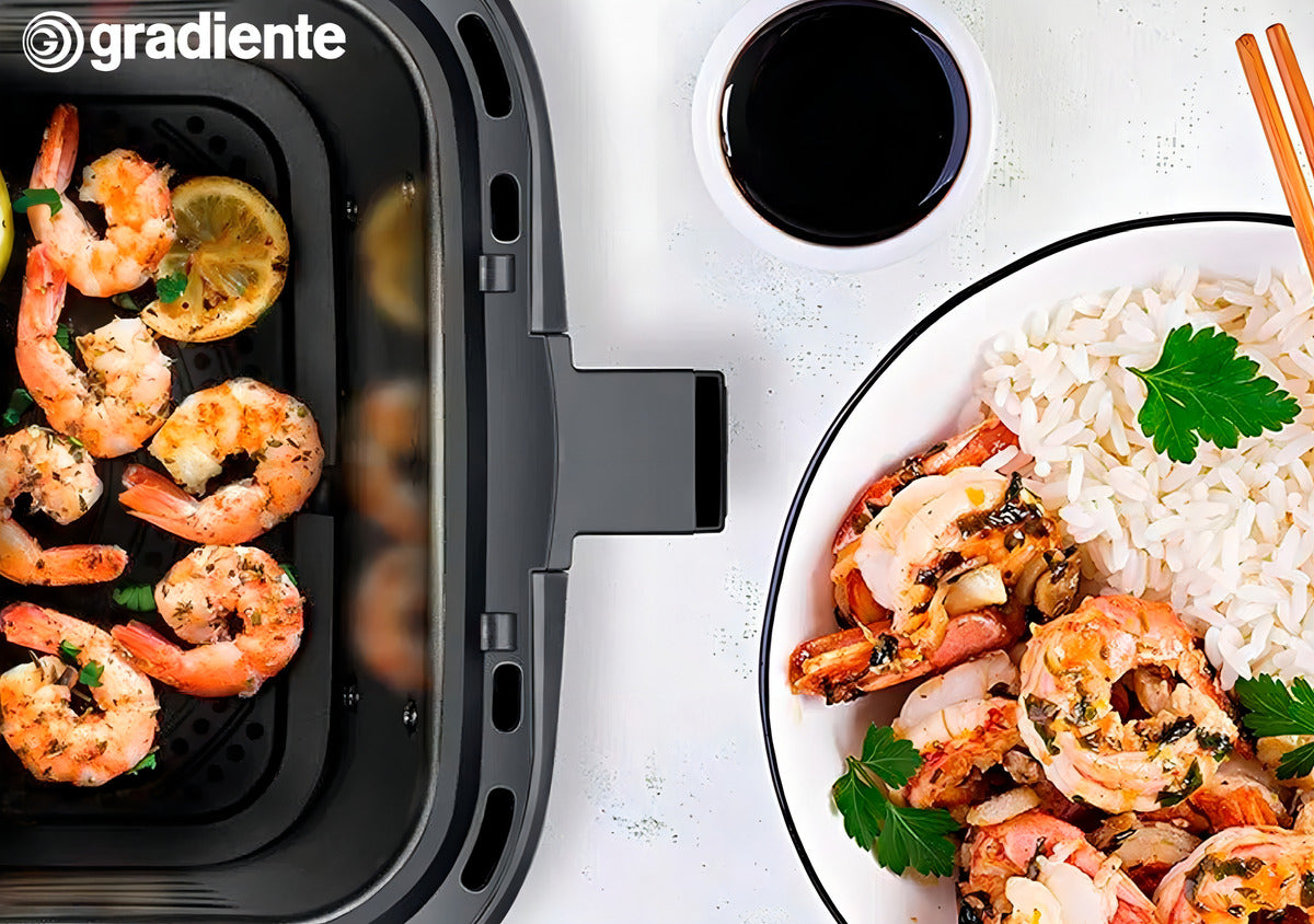 Fritadeira Eletrica Sem Óleo Airfryer 7,6 Litros Grand Prime Gradiente Cesto Removível Inox Com Timer 127V