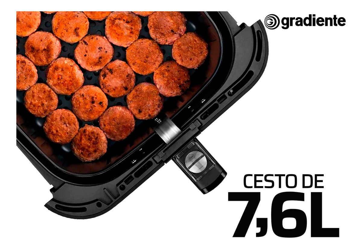 Fritadeira Eletrica Sem Óleo Airfryer 7,6 Litros Grand Prime Gradiente Cesto Removível Inox Com Timer 127V